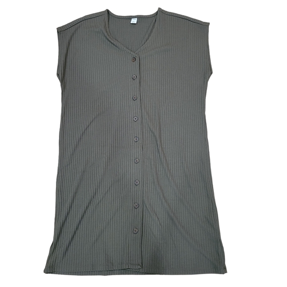 Old Navy Ribbed Olive Green Button Down Dress - Picture 1 of 4